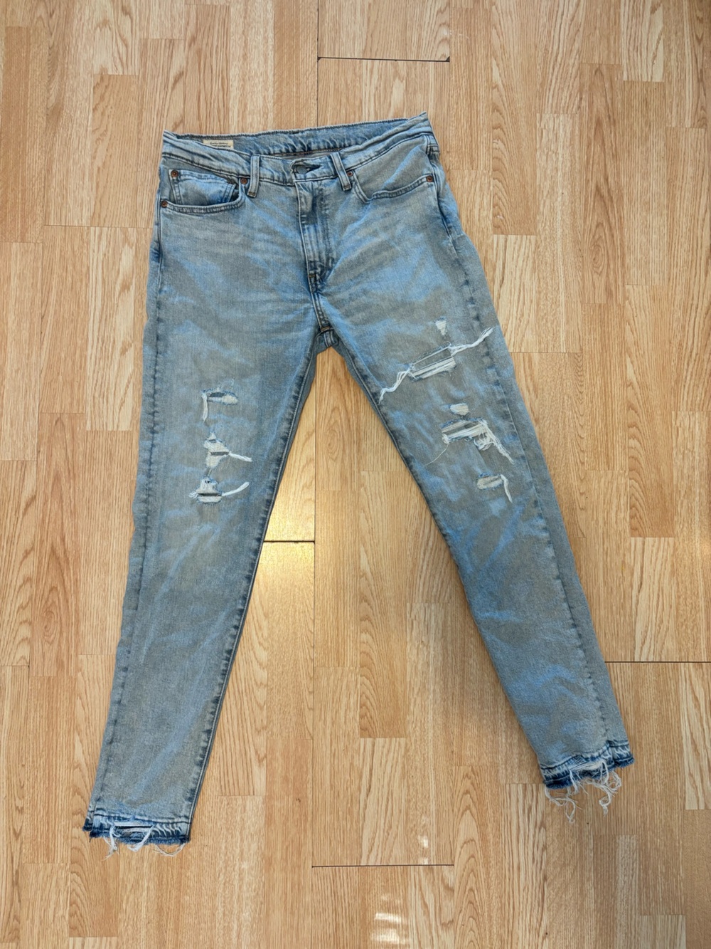 Light Blue Distressed Men’s Levi’s 512 Slim Taper Fit Jeans